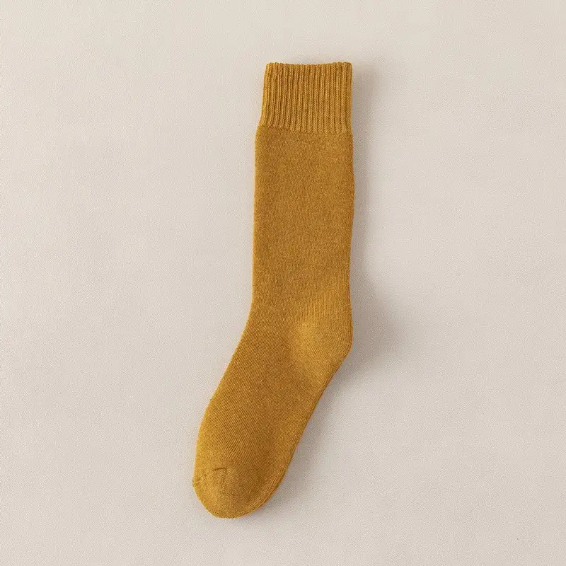 Socks autumn and winter women's thick terry socks warm black long fleece-lined winter towel bottom calf high thick socks