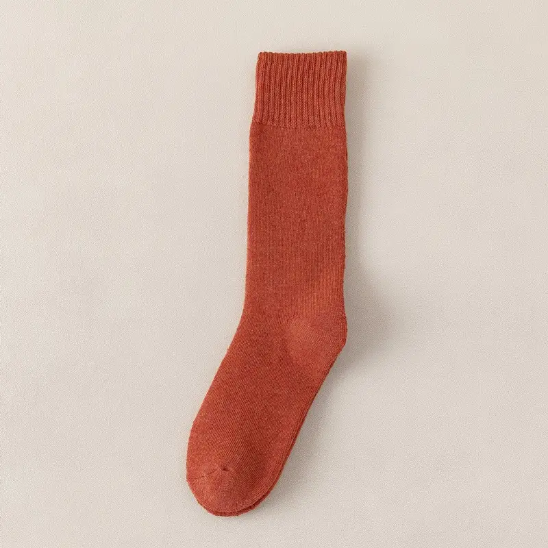 Socks autumn and winter women's thick terry socks warm black long fleece-lined winter towel bottom calf high thick socks