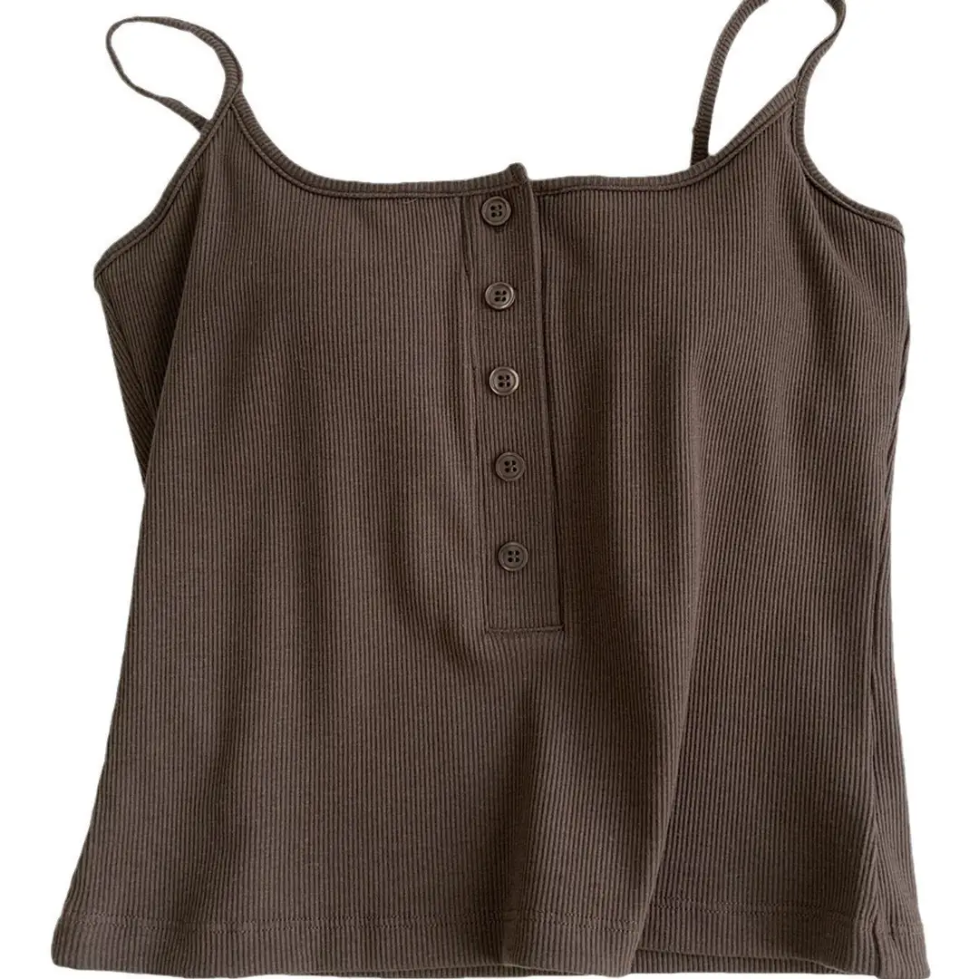 Button Camisole Women's Bracket Tube Top Outer Wear Fixed Cup Breathable Comfortable All-match Anti-light Inner Tube Top