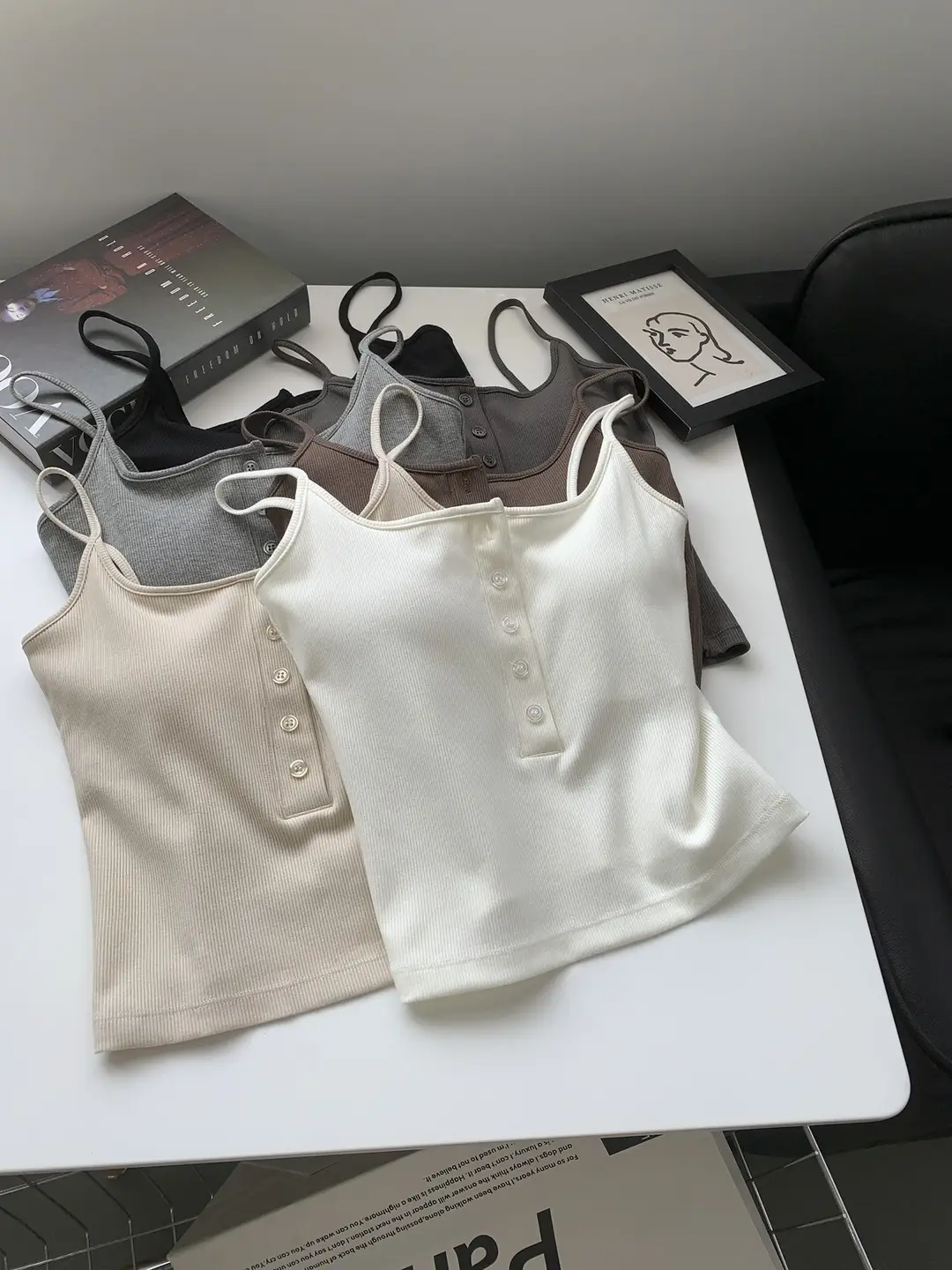 Button Camisole Women's Bracket Tube Top Outer Wear Fixed Cup Breathable Comfortable All-match Anti-light Inner Tube Top — feature 1