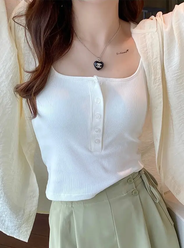 Button Camisole Women's Bracket Tube Top Outer Wear Fixed Cup Breathable Comfortable All-match Anti-light Inner Tube Top — feature 12