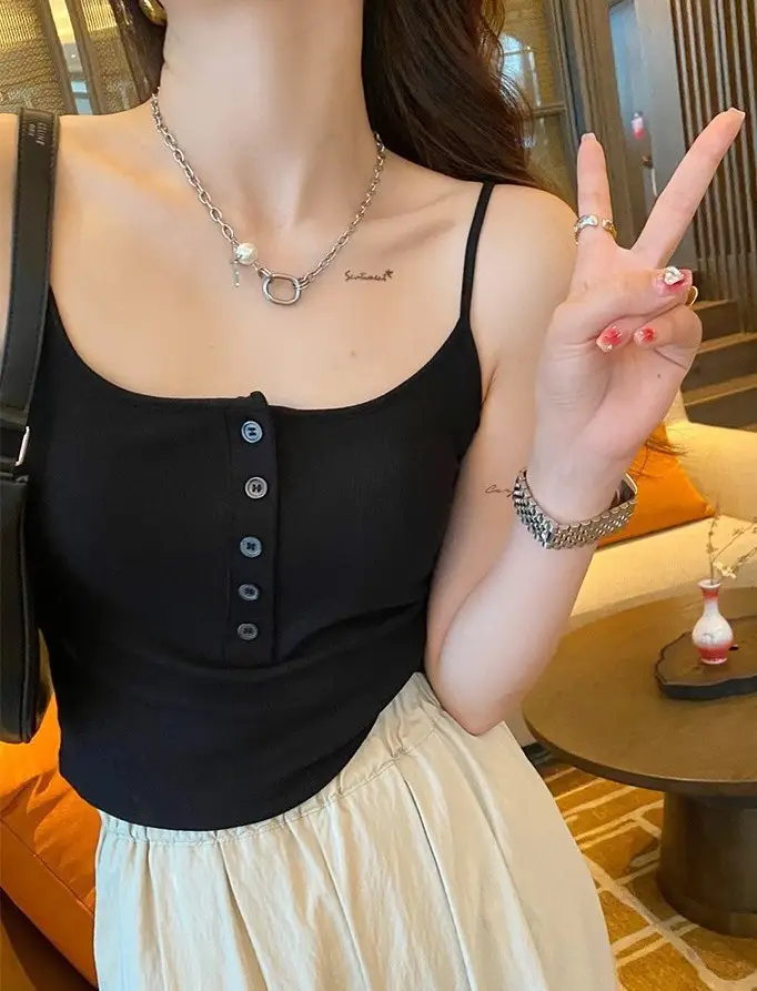 Button Camisole Women's Bracket Tube Top Outer Wear Fixed Cup Breathable Comfortable All-match Anti-light Inner Tube Top — feature 16