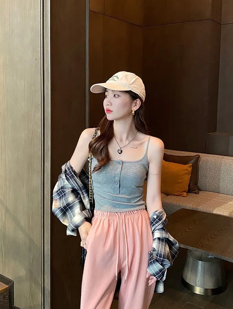Button Camisole Women's Bracket Tube Top Outer Wear Fixed Cup Breathable Comfortable All-match Anti-light Inner Tube Top — feature 18