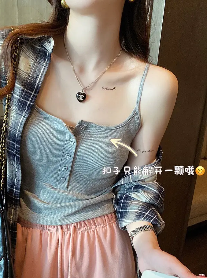 Button Camisole Women's Bracket Tube Top Outer Wear Fixed Cup Breathable Comfortable All-match Anti-light Inner Tube Top — feature 19