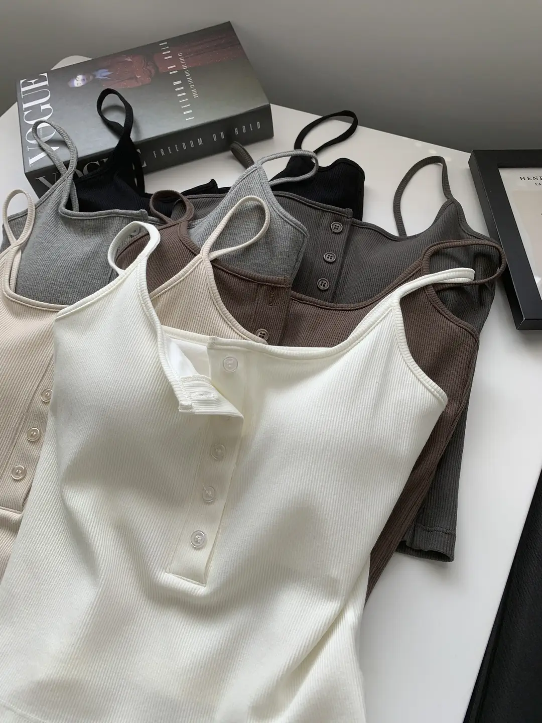 Button Camisole Women's Bracket Tube Top Outer Wear Fixed Cup Breathable Comfortable All-match Anti-light Inner Tube Top — feature 2