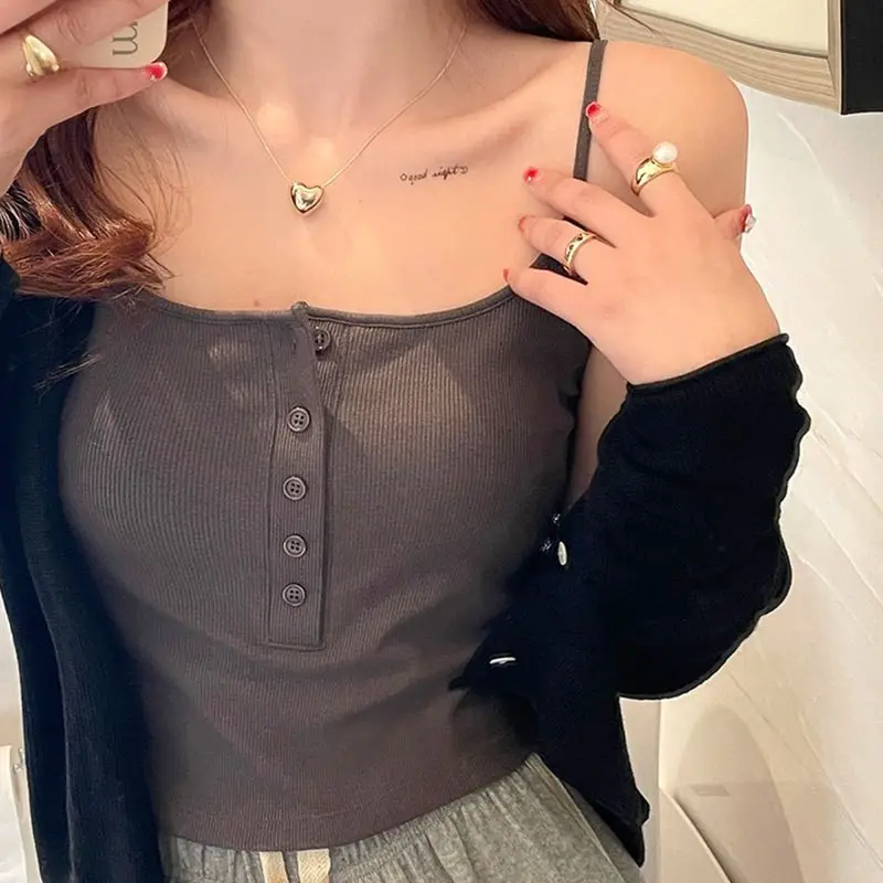 Button Camisole Women's Bracket Tube Top Outer Wear Fixed Cup Breathable Comfortable All-match Anti-light Inner Tube Top — feature 25