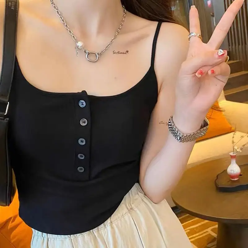 Button Camisole Women's Bracket Tube Top Outer Wear Fixed Cup Breathable Comfortable All-match Anti-light Inner Tube Top