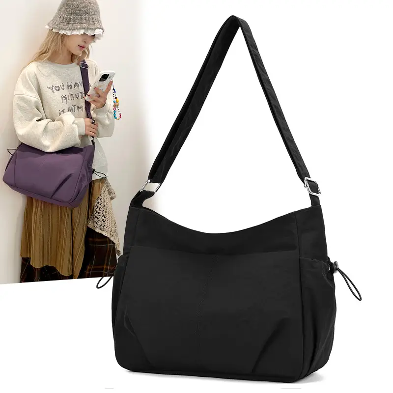 Women's Waterproof Nylon Crossbody Bag Large Capacity Purple - Image 8