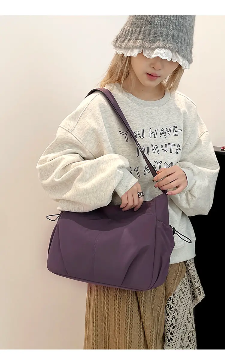 Women's Waterproof Nylon Crossbody Bag Large Capacity Purple — feature 20