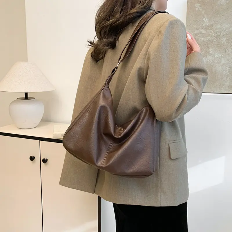 New Retro Crossbody Bag Women Large Capacity Textured Brown - Image 5
