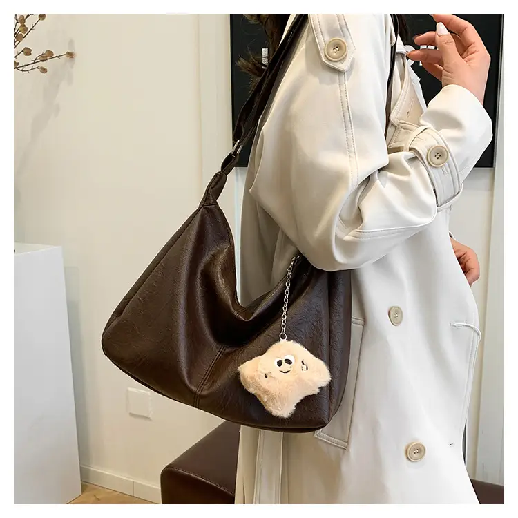 New Retro Crossbody Bag Women Large Capacity Textured Brown — feature 12