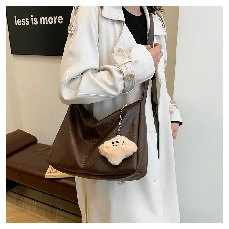 New Retro Crossbody Bag Women Large Capacity Textured Brown — feature 13