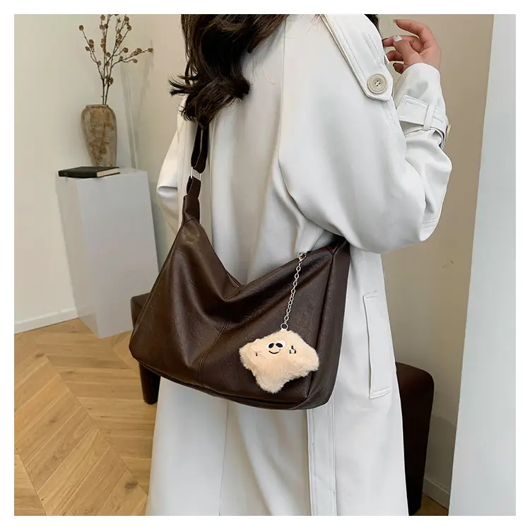 New Retro Crossbody Bag Women Large Capacity Textured Brown — feature 14