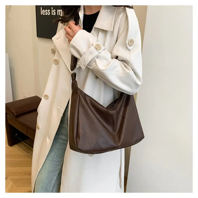 New Retro Crossbody Bag Women Large Capacity Textured Brown — feature 15