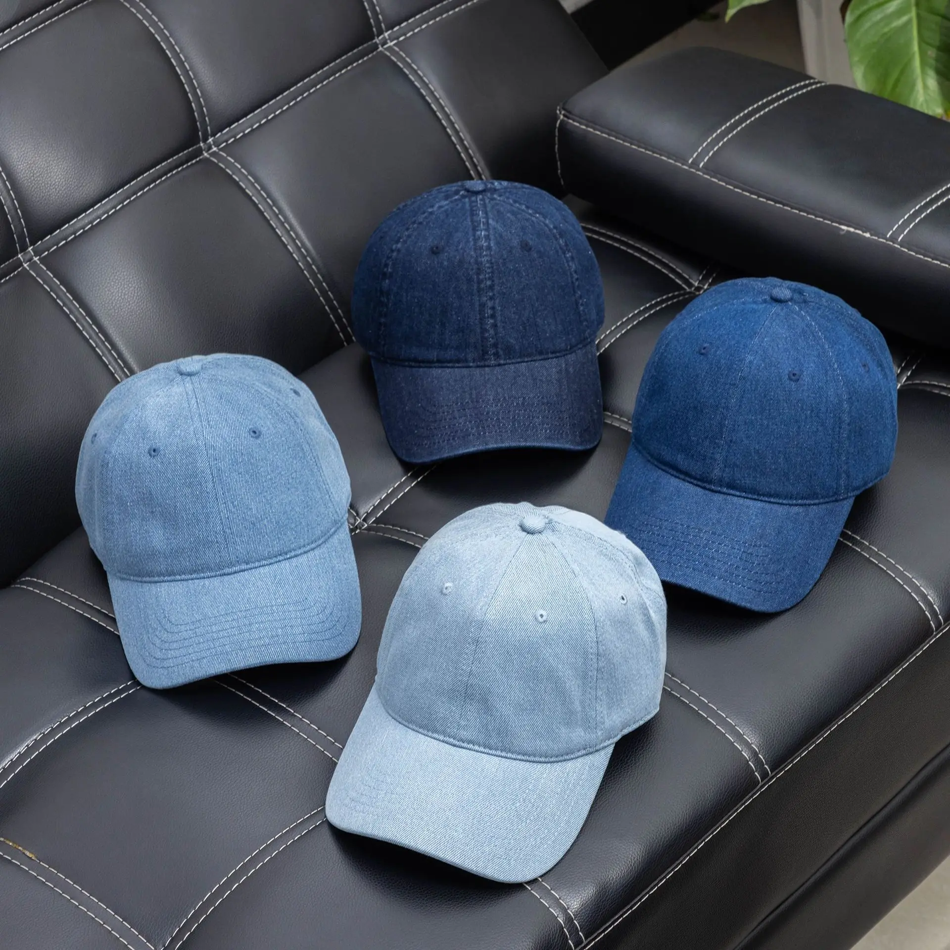 Blue Wash Denim Baseball Cap for Women Men
