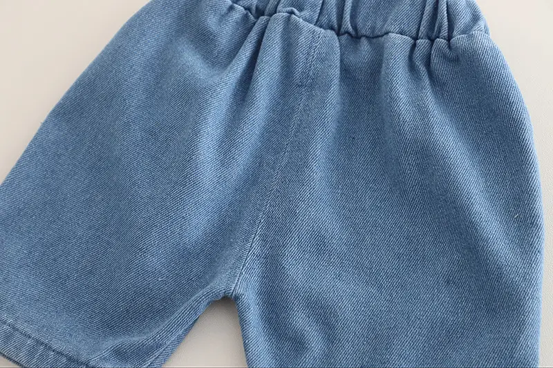 Children Cotton Letter Suit Black Blue Shorts Set — feature 9