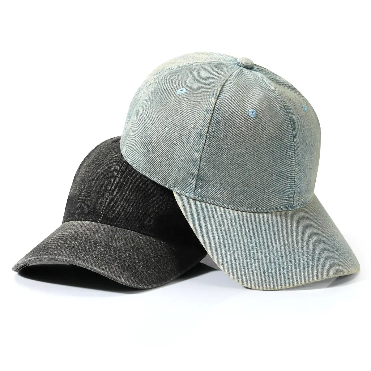 Vintage Washed Denim Cap for Men Black