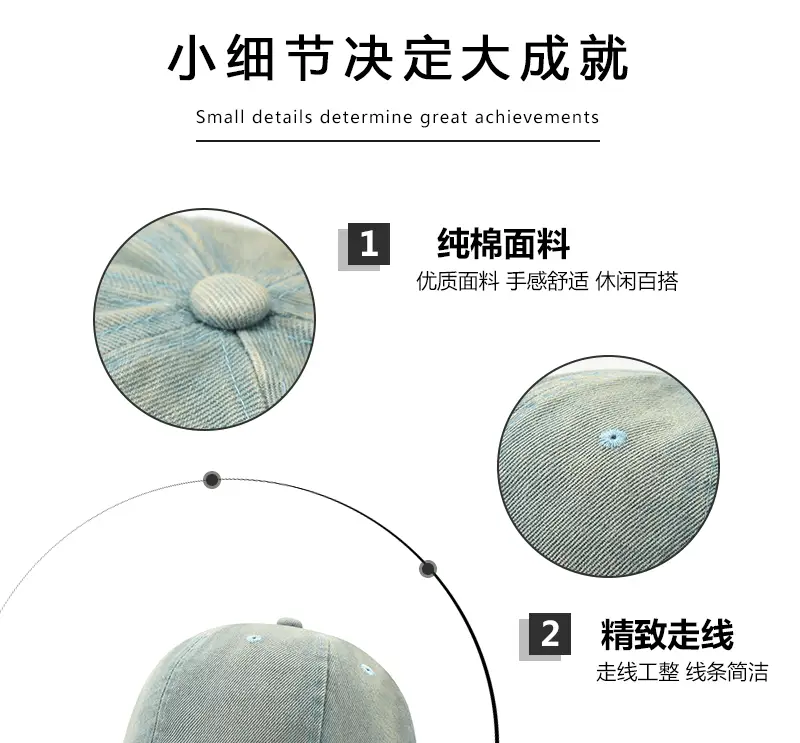 Vintage Washed Denim Cap for Men Black — feature 5