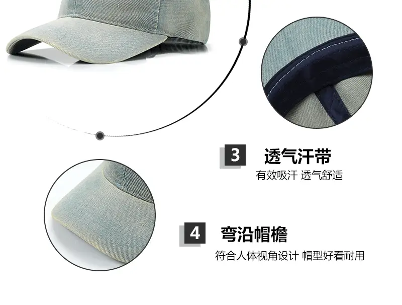 Vintage Washed Denim Cap for Men Black — feature 6