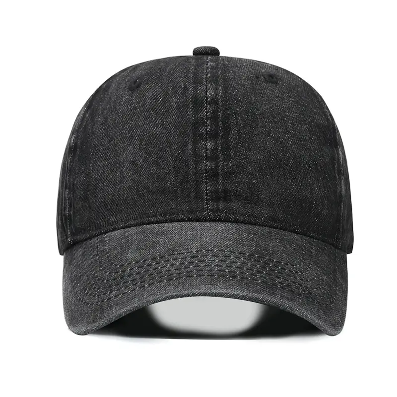 Vintage Washed Denim Cap for Men Black