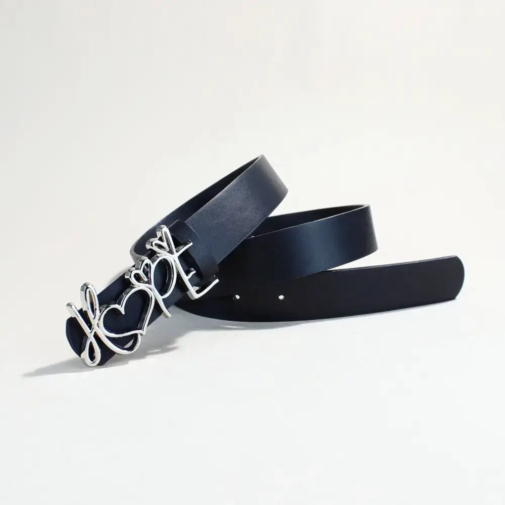 Women's LOVE Hardware Button Belt with Black Leather - Image 9