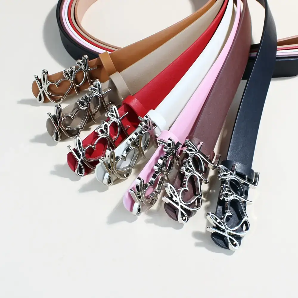 Women's LOVE Hardware Button Belt with Black Leather - Image 10