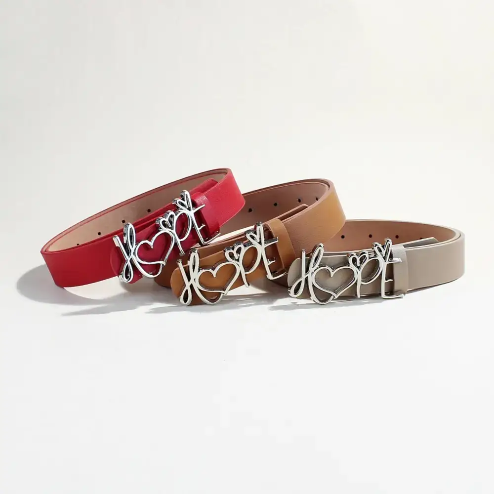 Women's LOVE Hardware Button Belt with Black Leather - Image 11