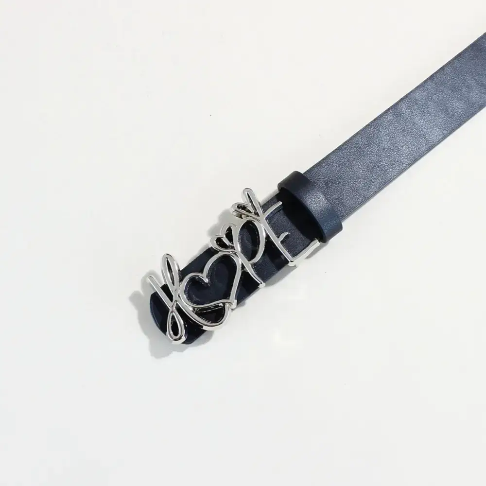 Women's LOVE Hardware Button Belt with Black Leather — feature 3