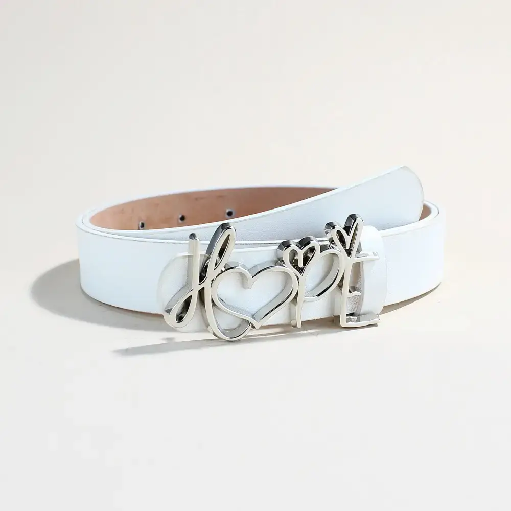 Women's LOVE Hardware Button Belt with Black Leather - Image 2