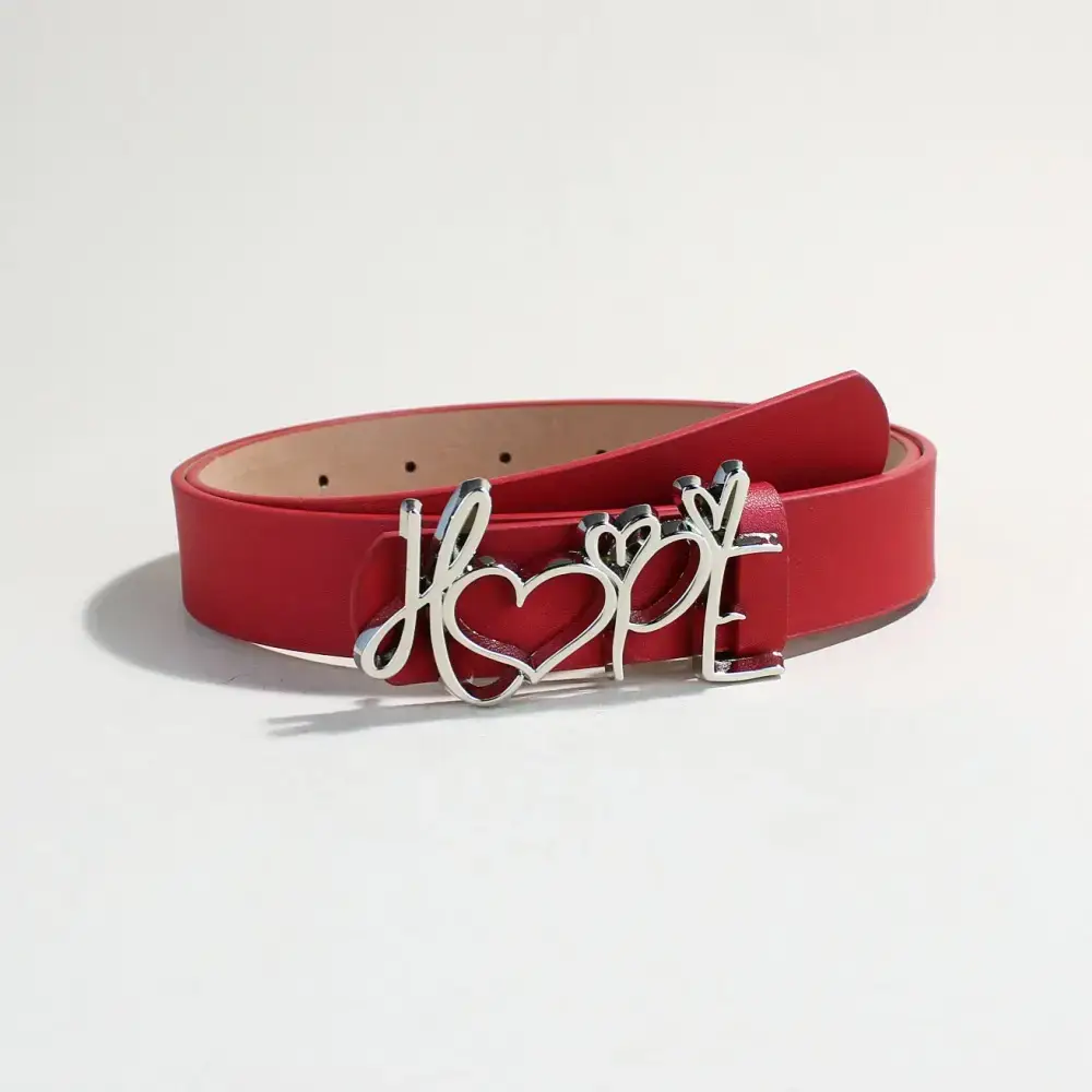 Women's LOVE Hardware Button Belt with Black Leather - Image 3
