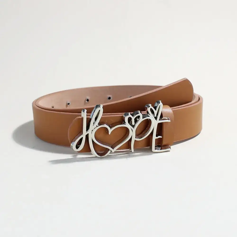 Women's LOVE Hardware Button Belt with Black Leather - Image 5