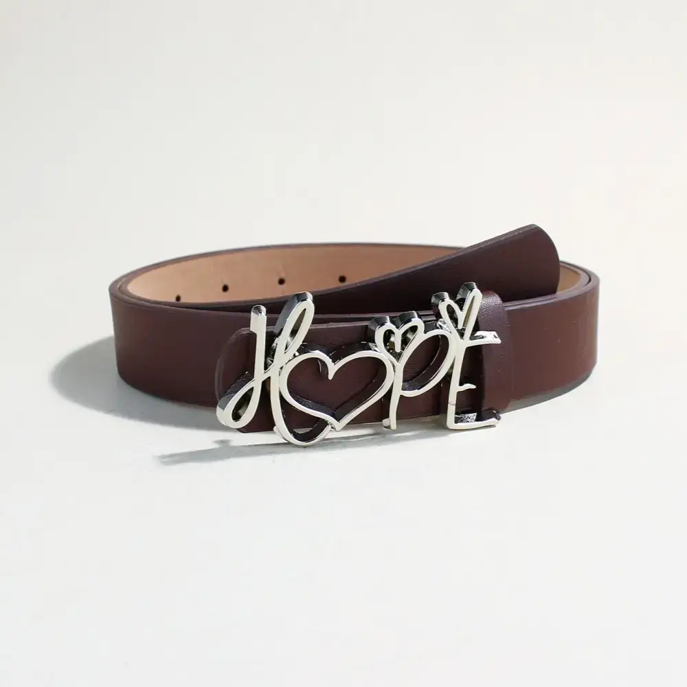 Women's LOVE Hardware Button Belt with Black Leather - Image 6