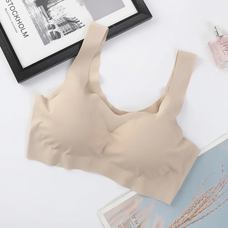 Anxin Four-generation One-piece Ice Silk Traceless Rings-free Gather-up plus size Beauty Vest-style Sports Bra Underwear for Women
