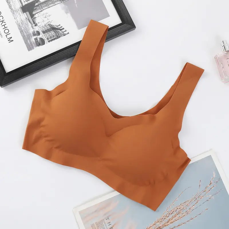 Anxin Four-generation One-piece Ice Silk Traceless Rings-free Gather-up plus size Beauty Vest-style Sports Bra Underwear for Women