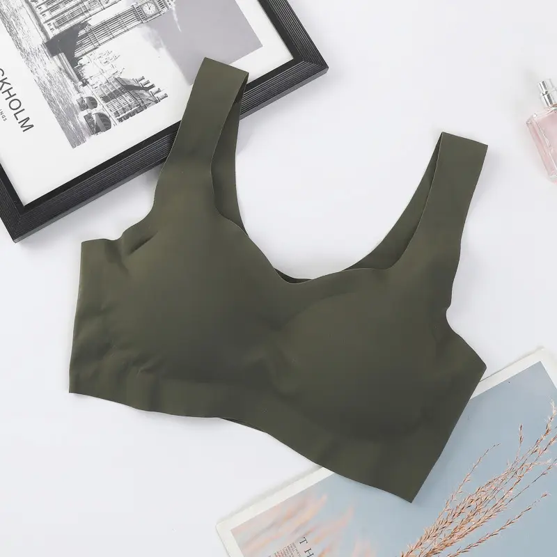 Anxin Four-generation One-piece Ice Silk Traceless Rings-free Gather-up plus size Beauty Vest-style Sports Bra Underwear for Women