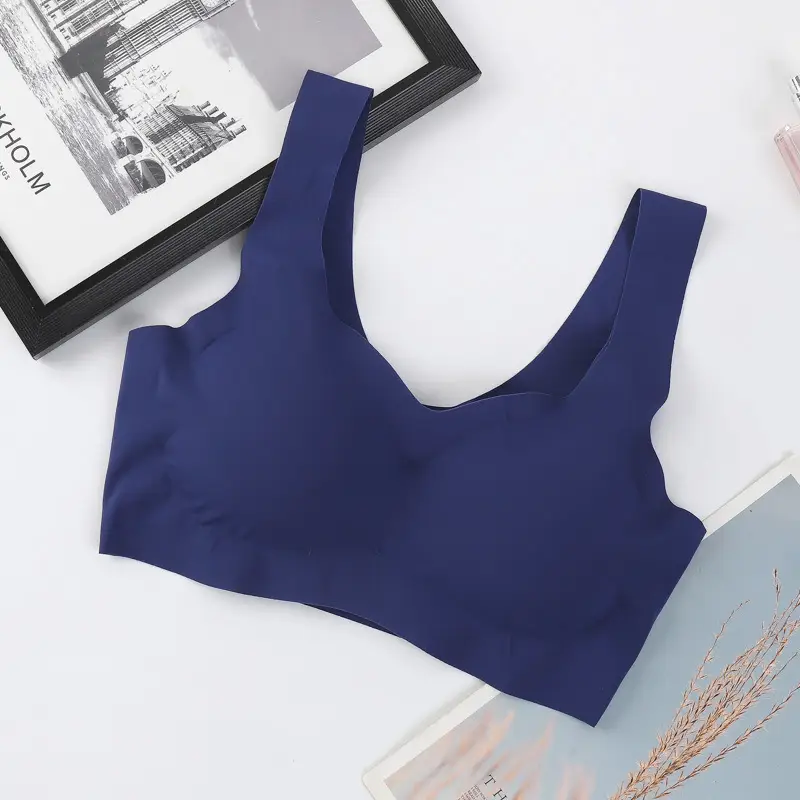 Anxin Four-generation One-piece Ice Silk Traceless Rings-free Gather-up plus size Beauty Vest-style Sports Bra Underwear for Women