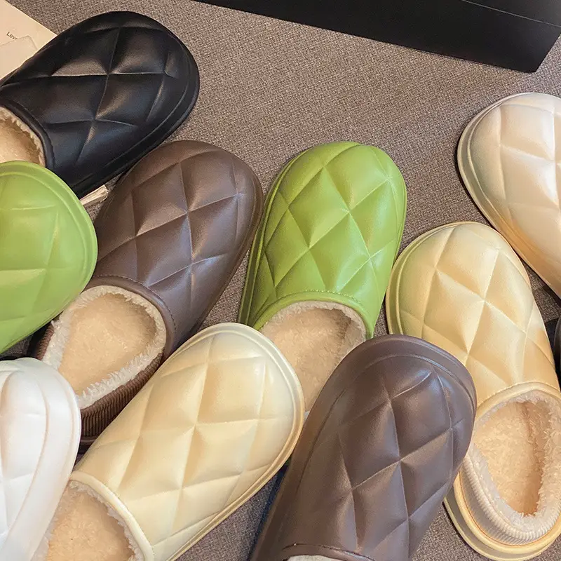 Waterproof Cotton Slippers Women's Winter Bag Heel Indoor Home Wearing Non-slip Warm Slippers for Couple Men - Image 32
