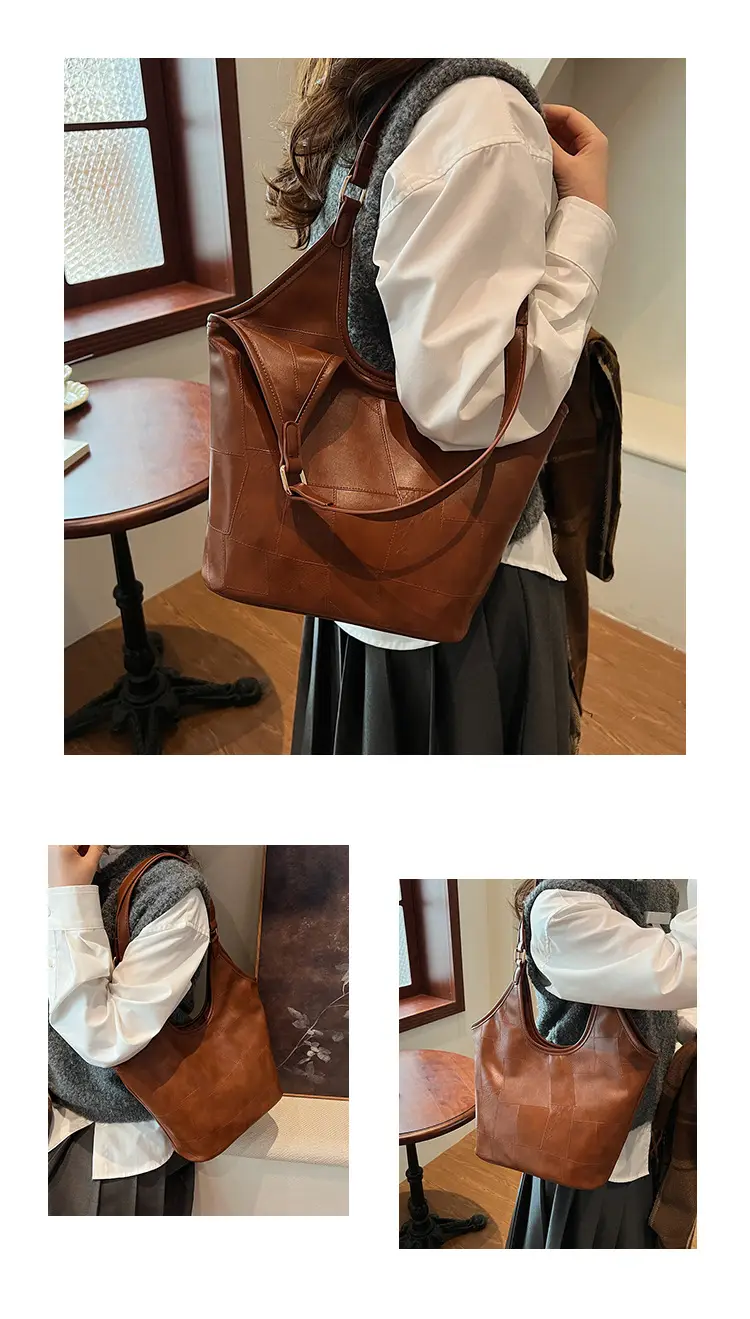 Brown Leather Tote Bag for Women Autumn Winter 2024 — feature 12