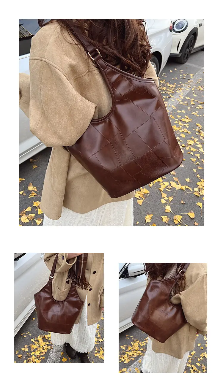 Brown Leather Tote Bag for Women Autumn Winter 2024 — feature 9