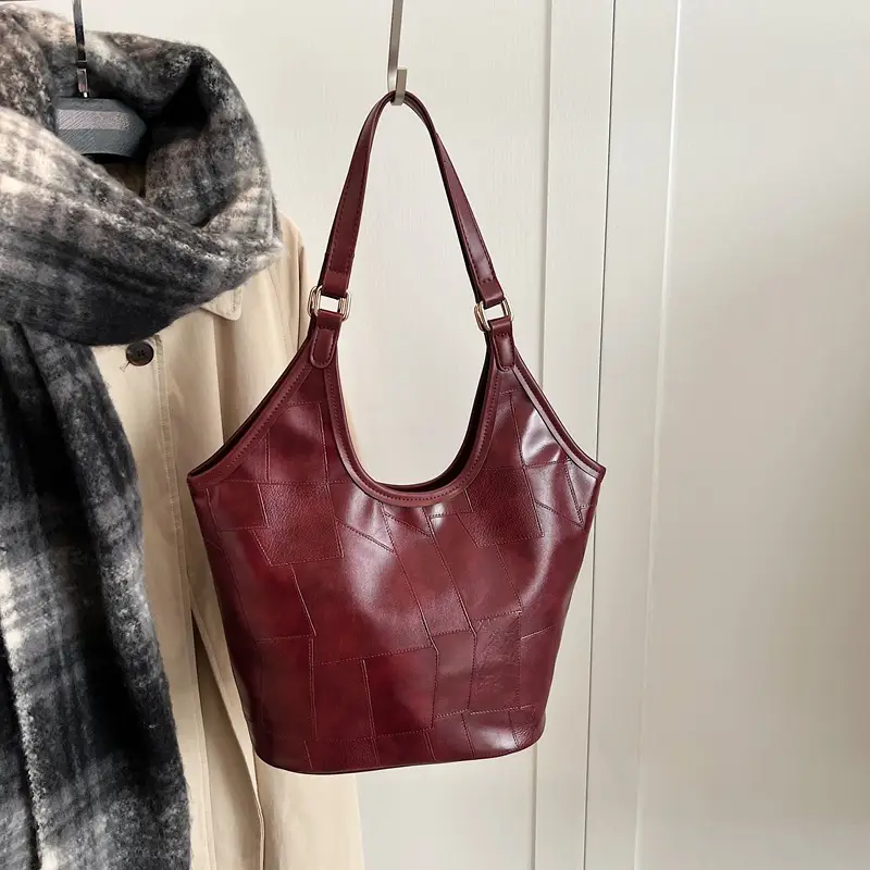 Brown Leather Tote Bag for Women Autumn Winter 2024 - Image 2