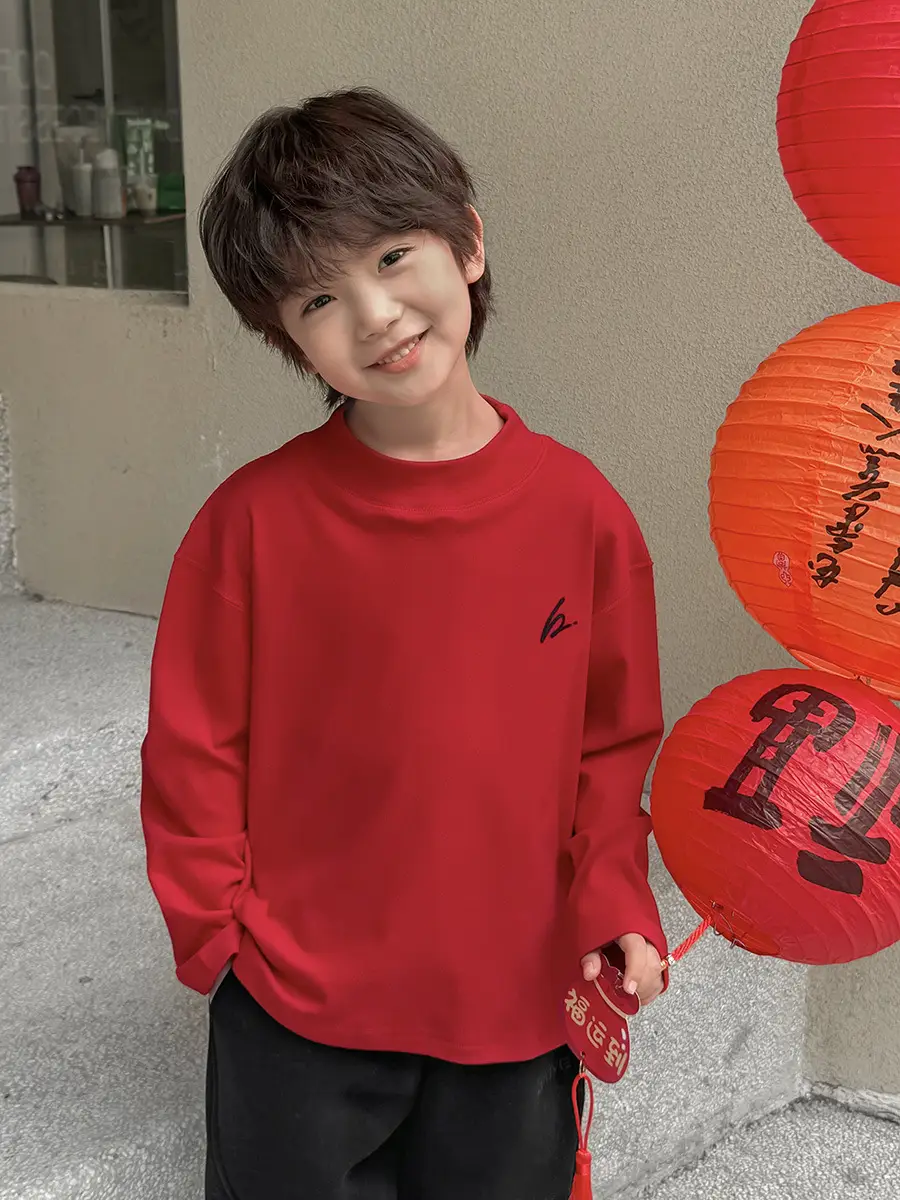 Haima Boys Red Half-Turtleneck Thermal Winter Top - Image 5
