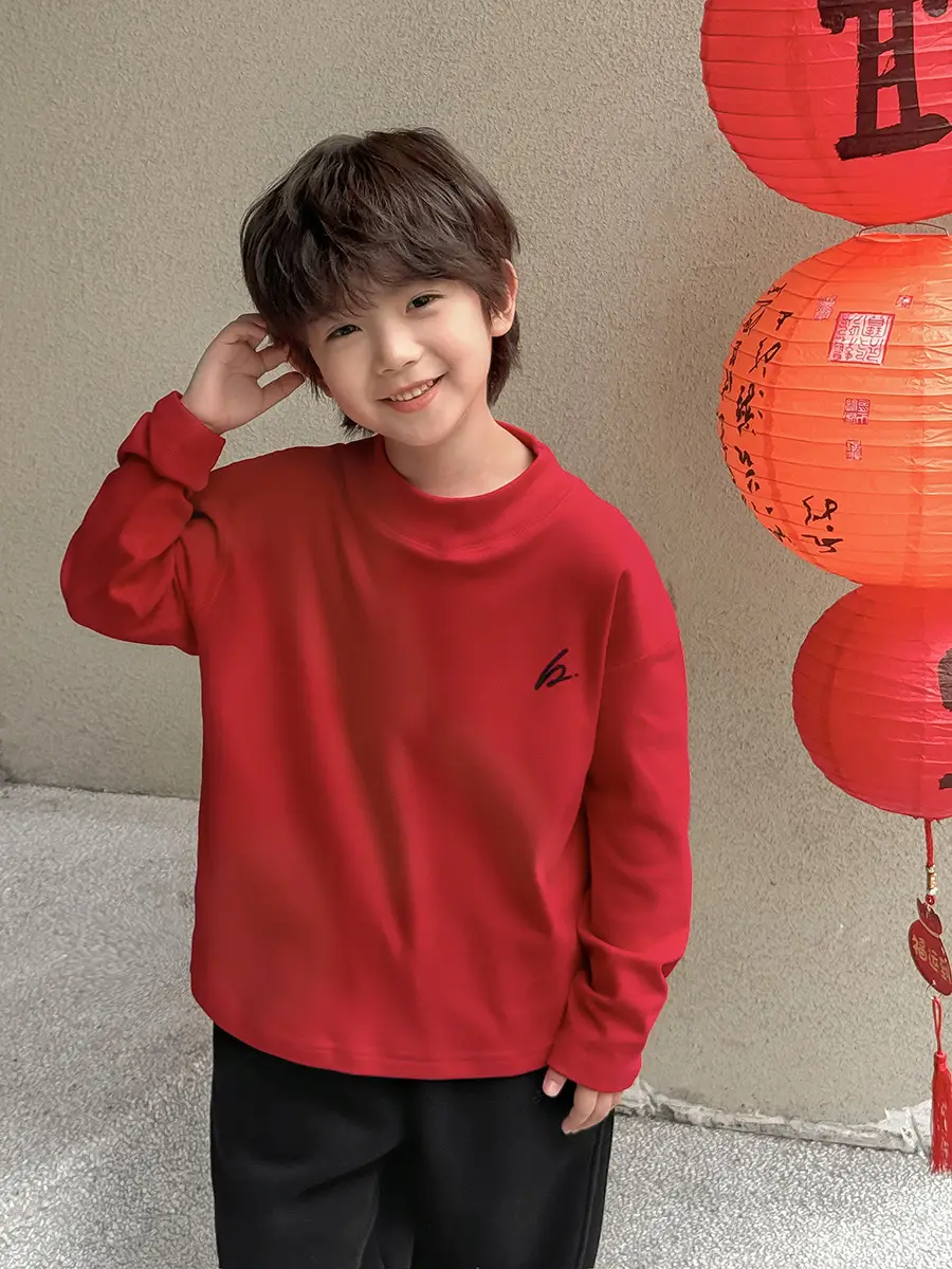 Haima Boys Red Half-Turtleneck Thermal Winter Top - Image 7