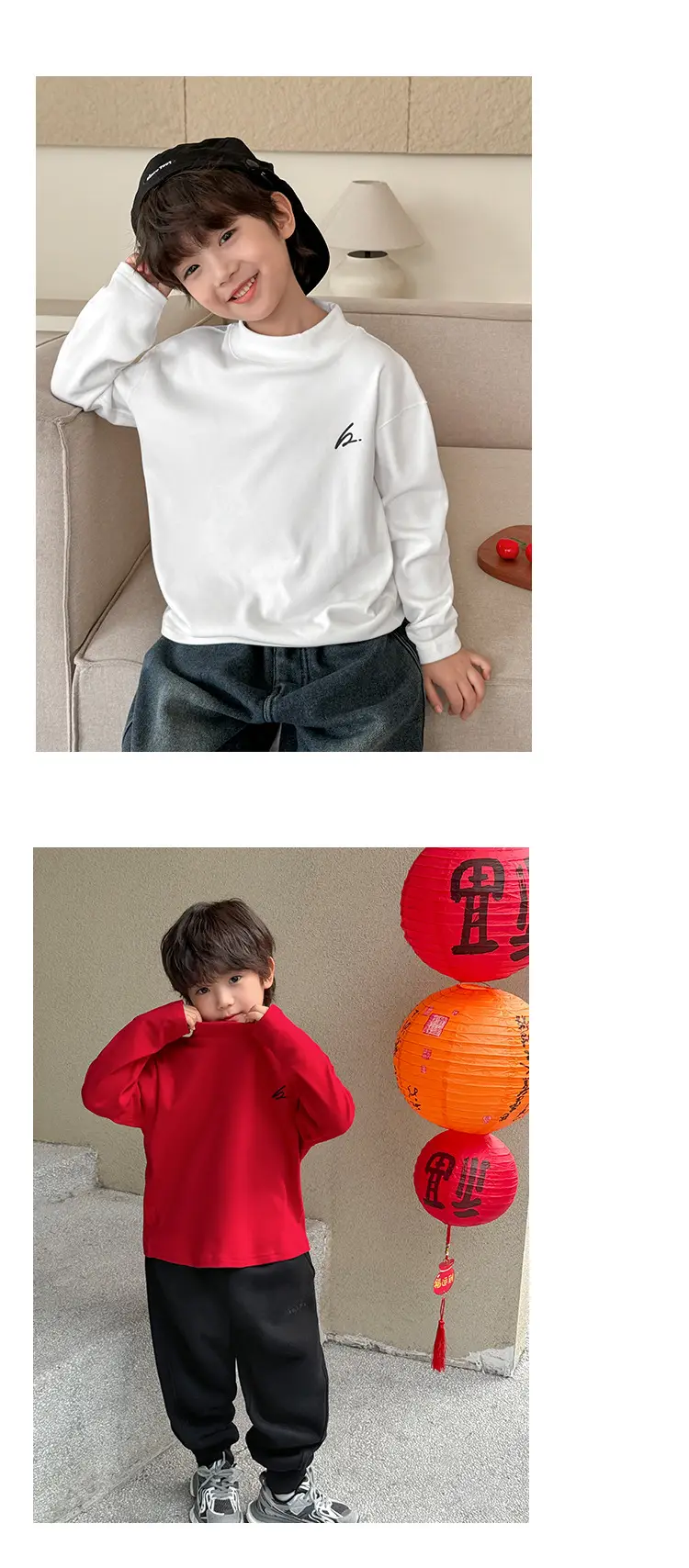 Haima Boys Red Half-Turtleneck Thermal Winter Top — feature 15