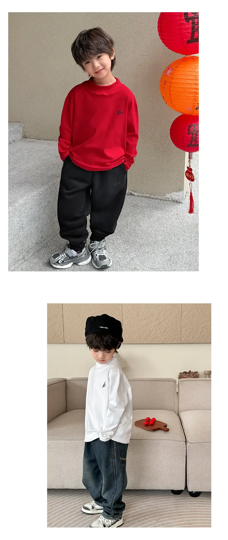 Haima Boys Red Half-Turtleneck Thermal Winter Top — feature 16