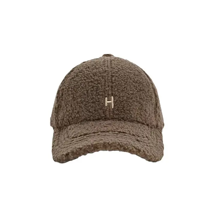 Women's Lamb Wool Baseball Cap H Embroidered Winter Warm - Image 13