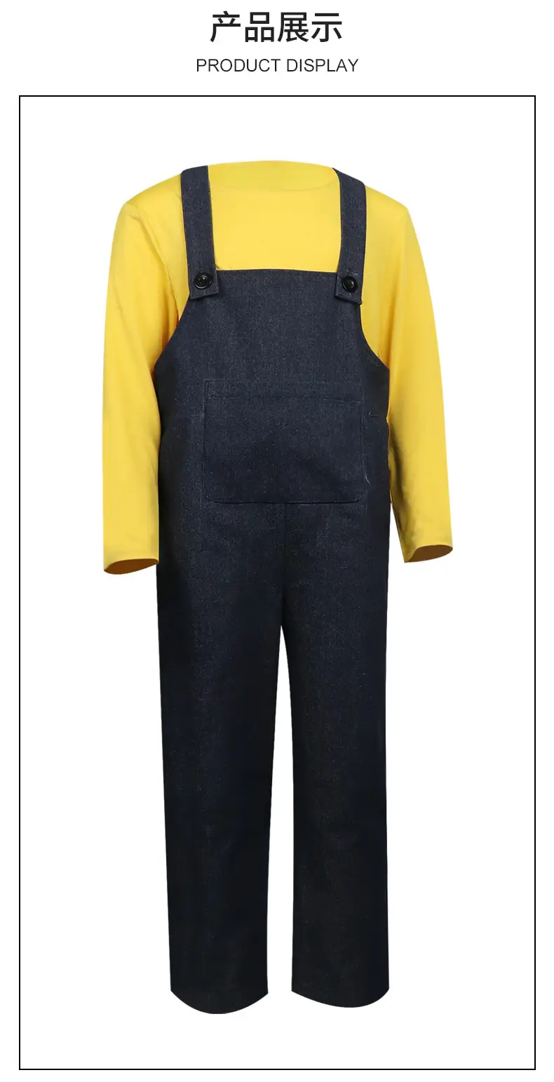 Minions Overlooked Cotton Overalls Dark Blue Yellow Long Sleeve — feature 3