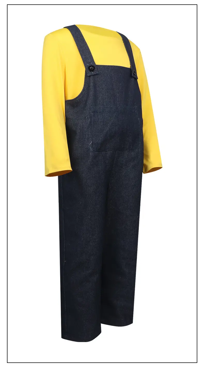 Minions Overlooked Cotton Overalls Dark Blue Yellow Long Sleeve — feature 4