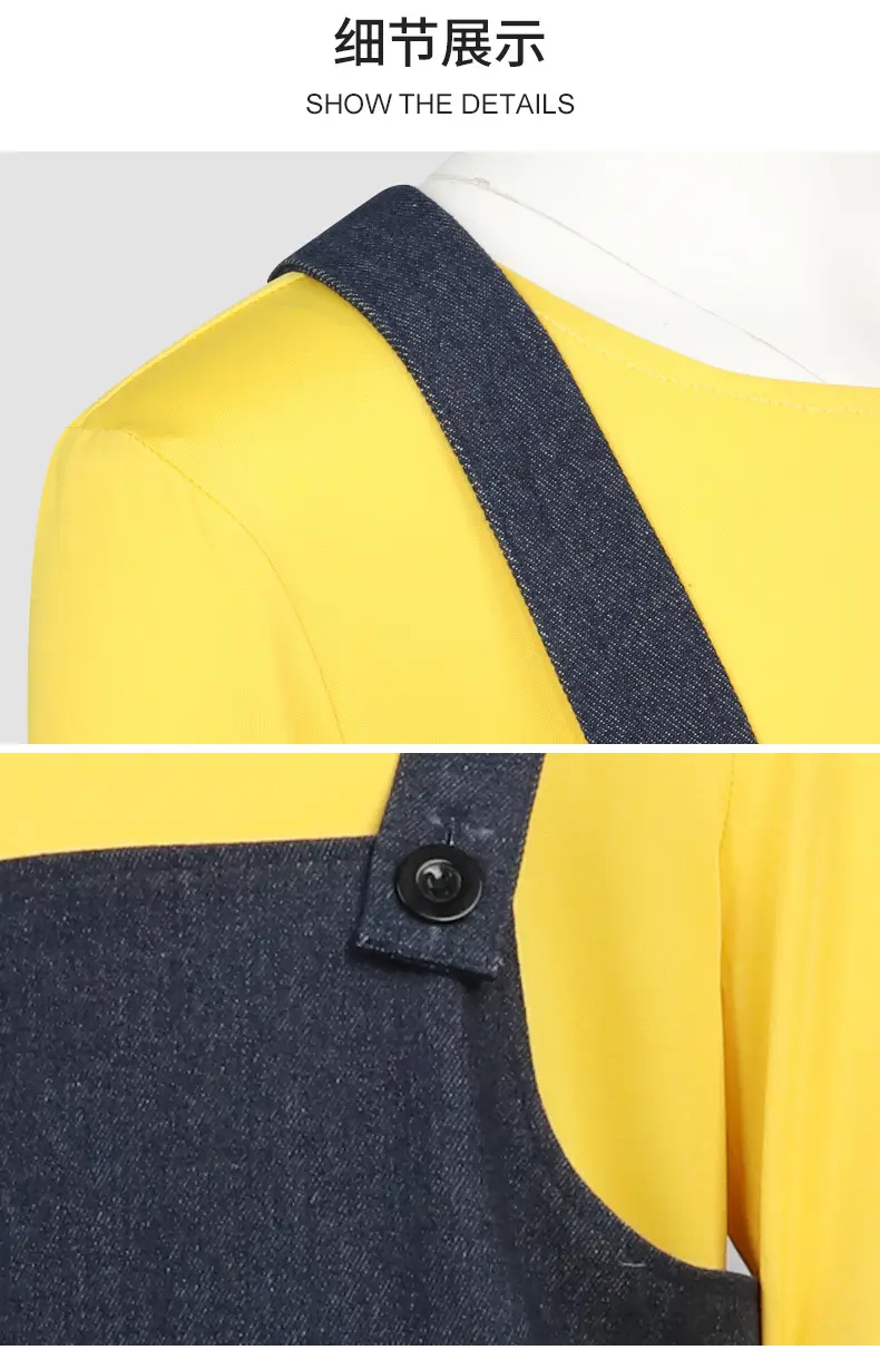 Minions Overlooked Cotton Overalls Dark Blue Yellow Long Sleeve — feature 7
