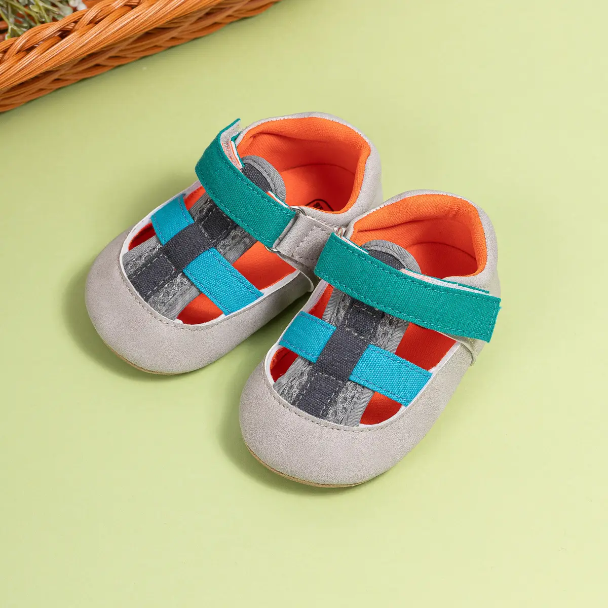 Baby Cross-Stitched Sandals White Pink 0-1 Year