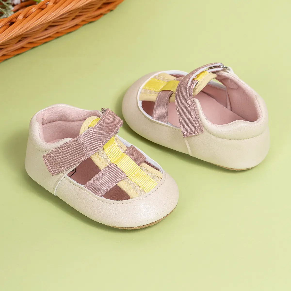 Baby Cross-Stitched Sandals White Pink 0-1 Year — feature 12